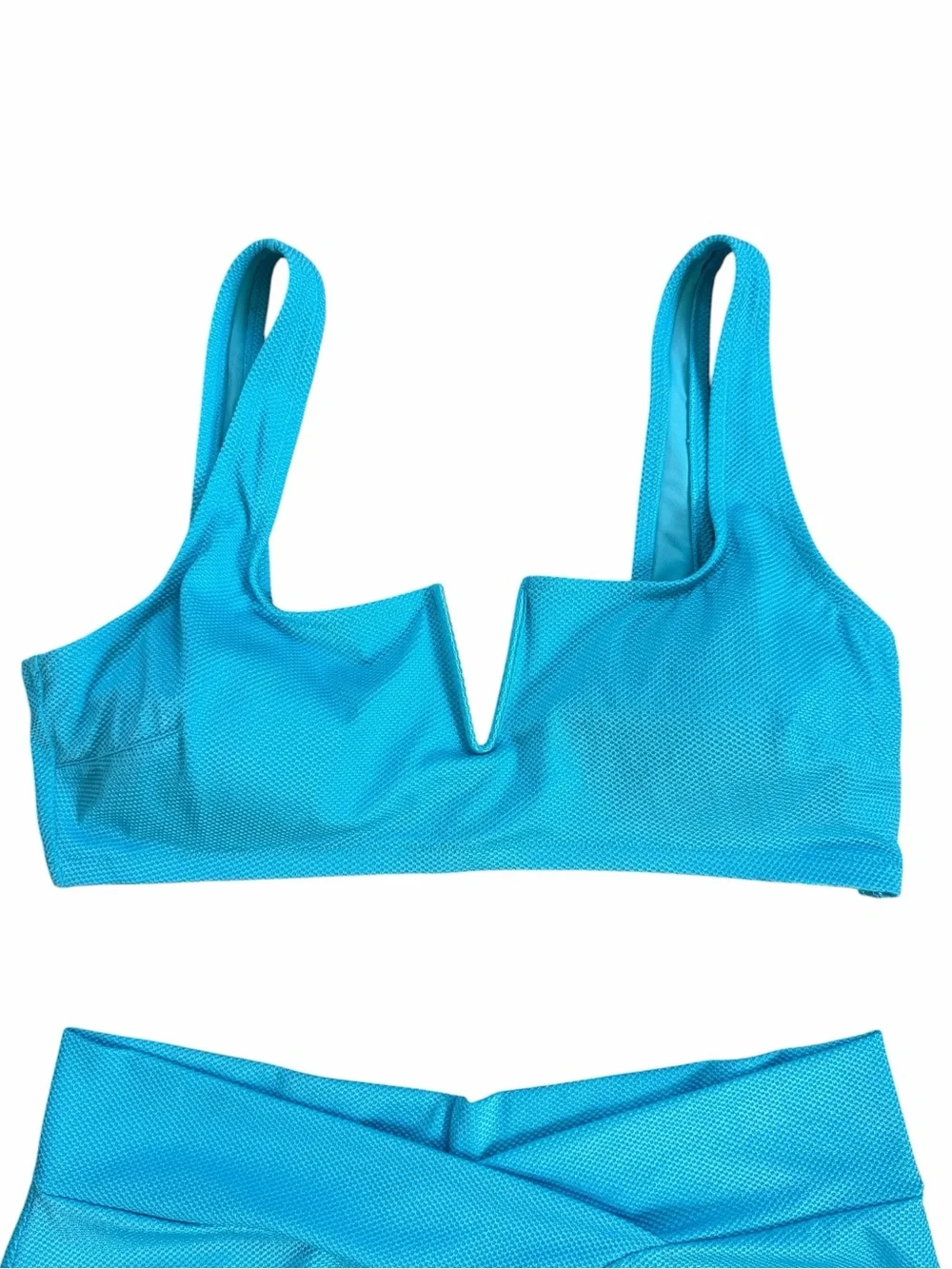 Aerie Turquoise V-Notch Bikini Top with High-Waist Bottoms Swimsuit XXL NWT